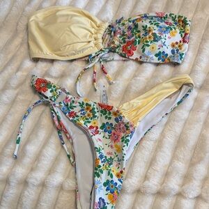 SHEIN Yellow Floral Bikini Set